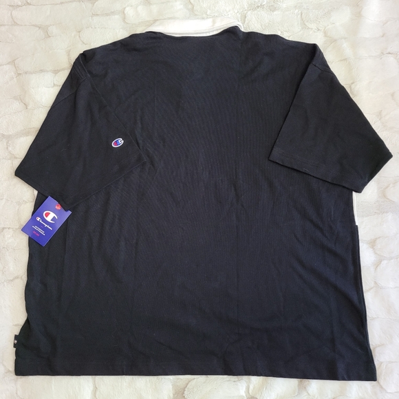 Champions Mens Size XL Black and White Middleweight Rugby Polo Script Logo - Picture 3 of 8